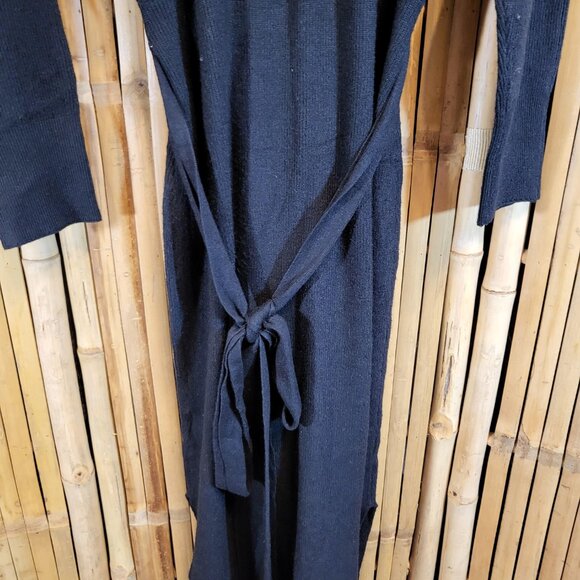 Cherfly V Neck Open Back Sweater Dress Size Medium Black NEW - Picture 6 of 8